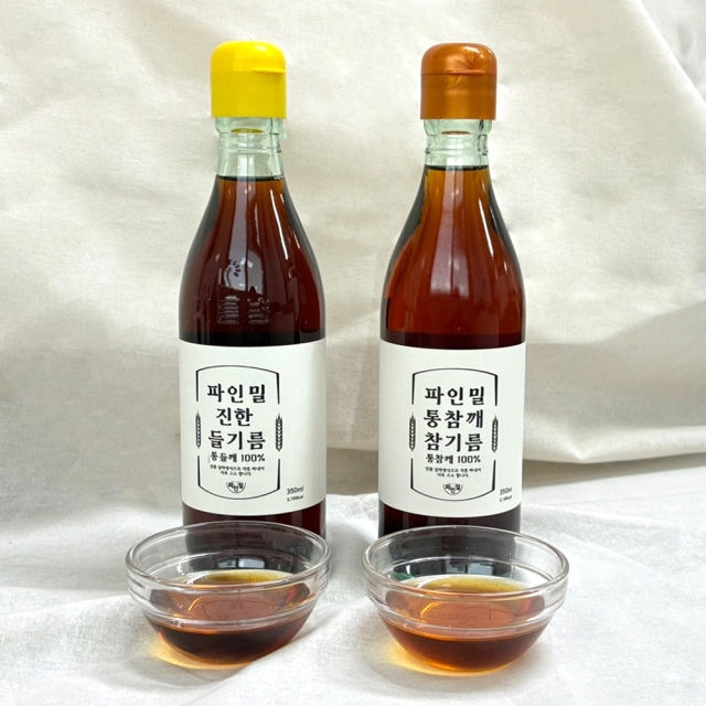★주문폭주! 프리미엄 전통압착 100%통참깨 통들깨 파인밀 참기름 들기름 350ml