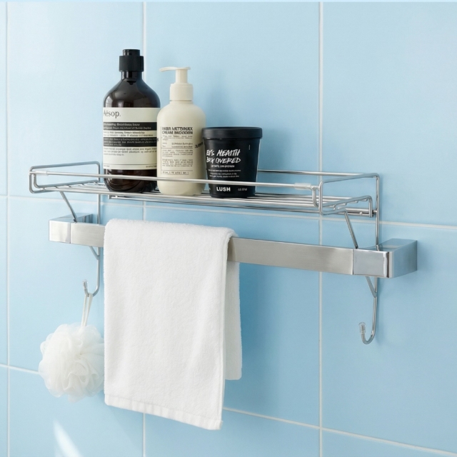 스텐 304 무타공 길이조절 욕실선반