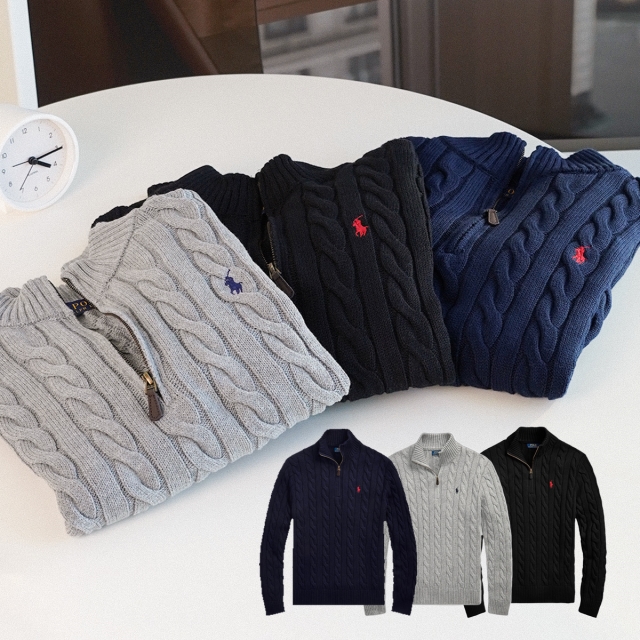 [뽀이맘] 폴로 랄프로렌 꽈배기니트 하프집업 3종