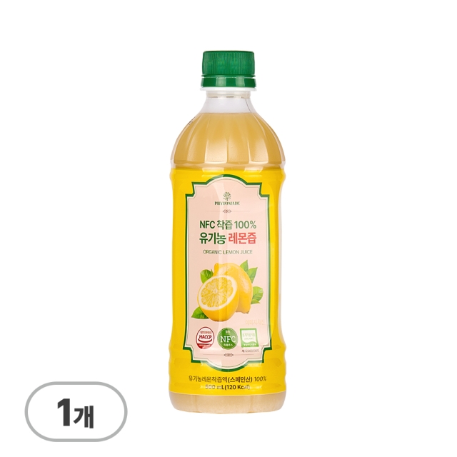 파이토메이드 NFC 착즙 100% 유기농레몬즙 500ml, 1병