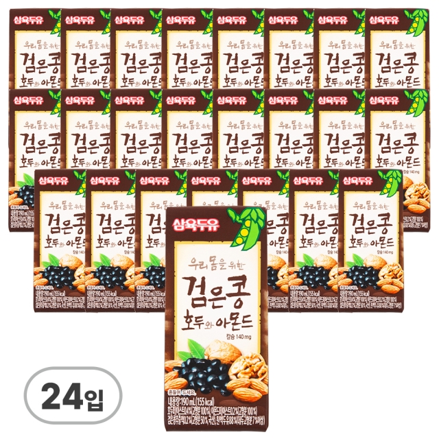 삼육식품 삼육두유 검은콩 호두 아몬드, 190ml, 24개