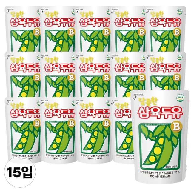 삼육식품 삼육두유 달콤한맛 B 두유, 190ml, 15개