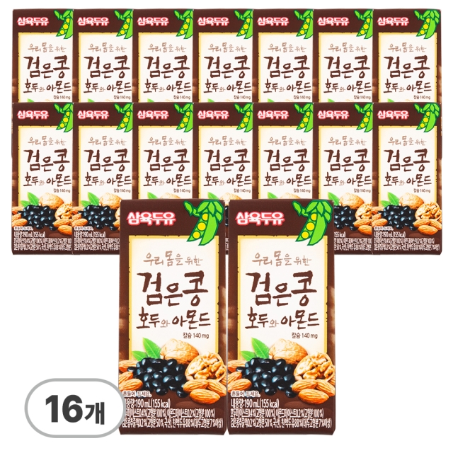 삼육식품 삼육두유 검은콩 호두 아몬드, 190ml, 16개