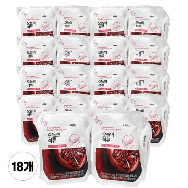 비락 터키산 오늘의 유기농 석류 110ml 18입