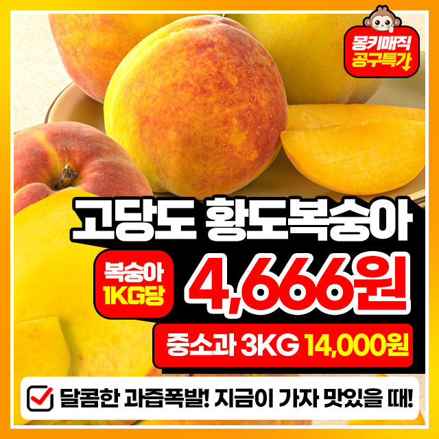 25년 첫출하! 복숭아의 계절! 제철 황도 복숭아 3KG