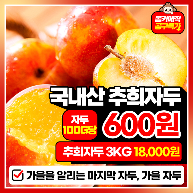 자두의 마지막 수확 품종!! 자두의 피날레 추희자두 3KG 