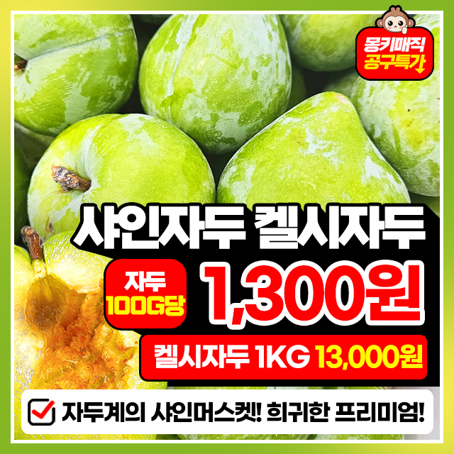 ★한정수량★ 신품종! 샤인머스켓과 자두의 만남 켈시 샤인자두 1KG