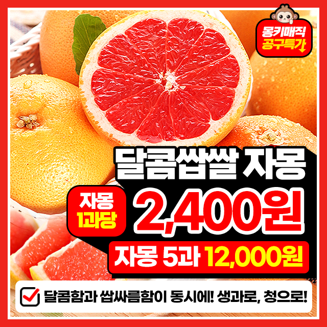 새콤달콤 과즙가득 고당도 레드자몽 5과~ 