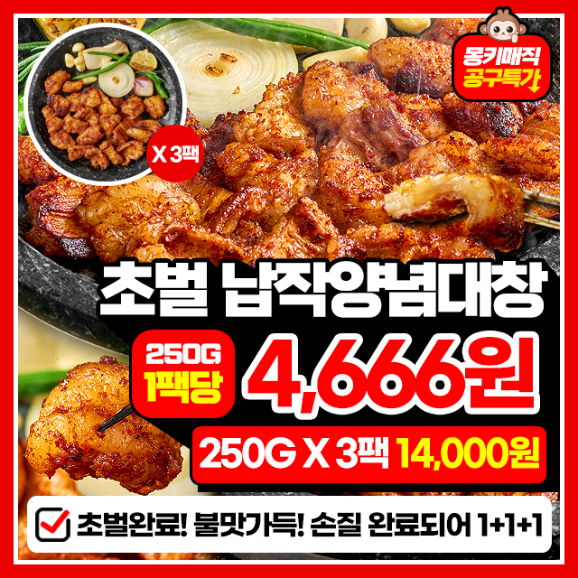 초벌까지 완벽! 불맛가득 납작양념대창 250g X 3팩~