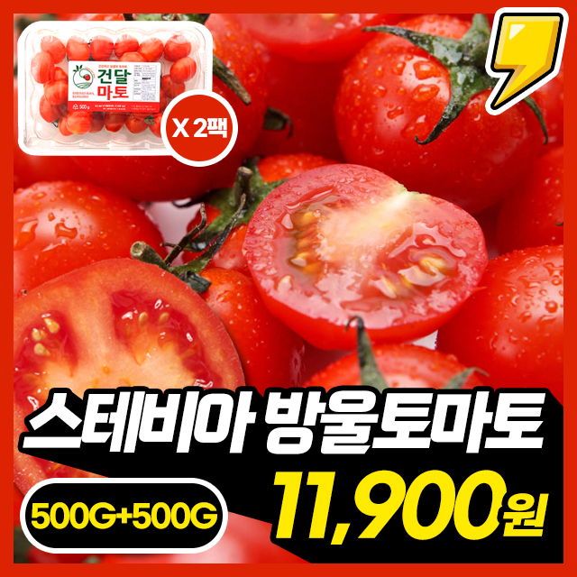 [스테비아방토] 두박스! 탱글한 식감 고당도 스테비아 방울 토마토 500g+500g